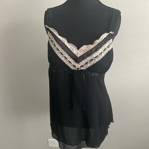 Apt. 9 Black Top with Ivory Lace Trim